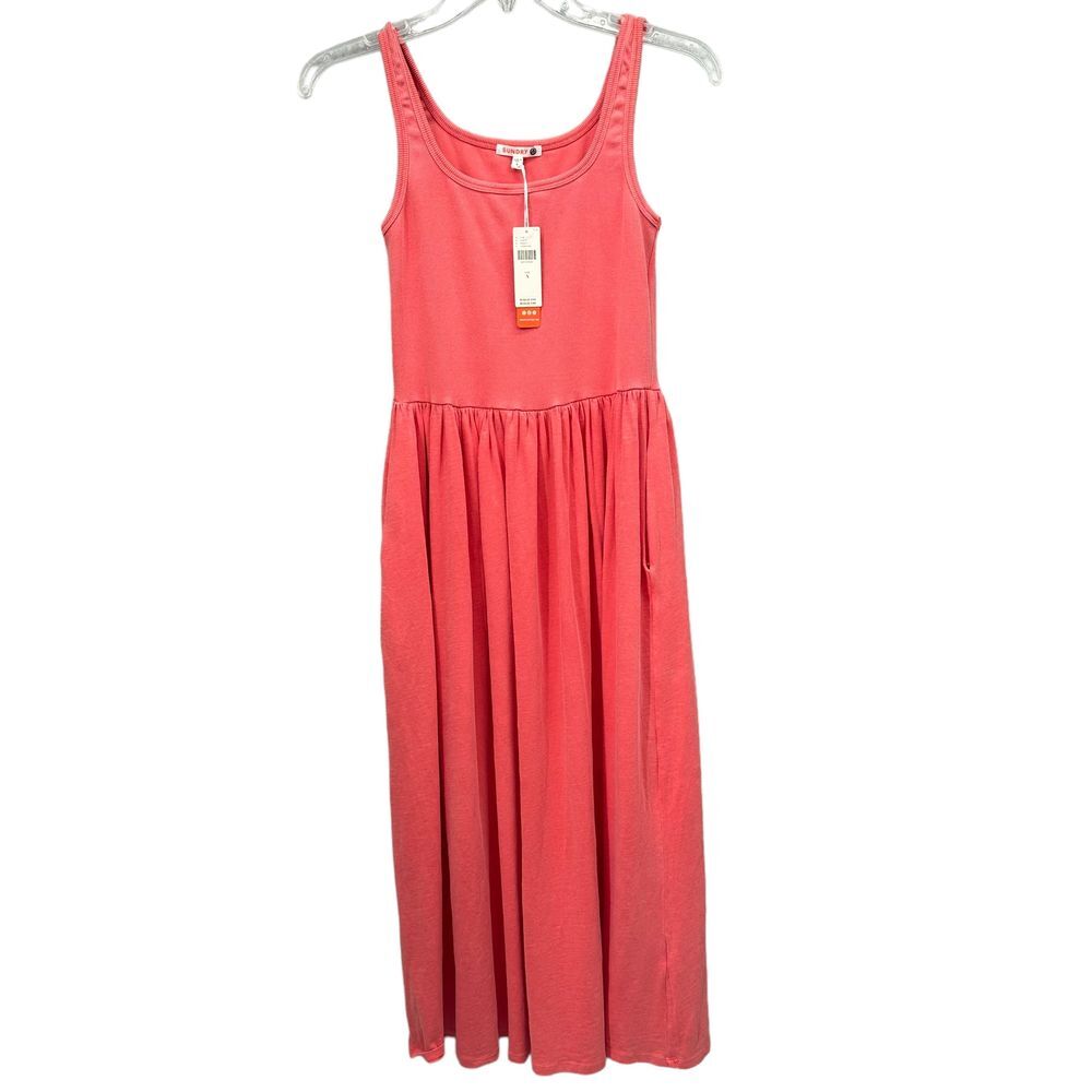 Anthropologie Sundry Tank Midi Dress New Tangerine Stretch Size Small
